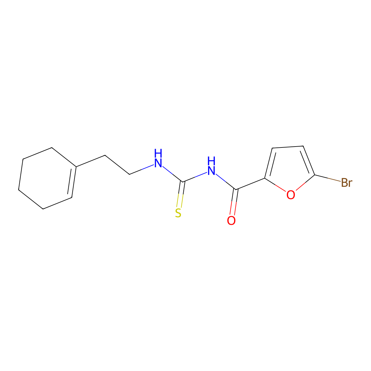5-bromo-N-[2-(cyclohexen-1-yl)ethylcarbamothioyl]furan-2-carboxamide molecular structure, CAS 642973-98-6