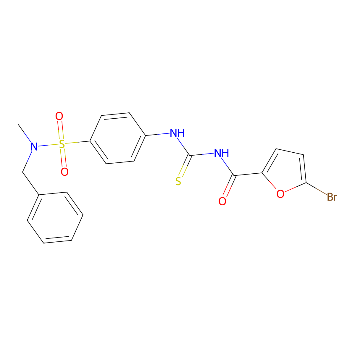 N-[[4-[benzyl(methyl)sulfamoyl]phenyl]carbamothioyl]-5-bromofuran-2-carboxamide molecular structure, CAS 642974-24-1