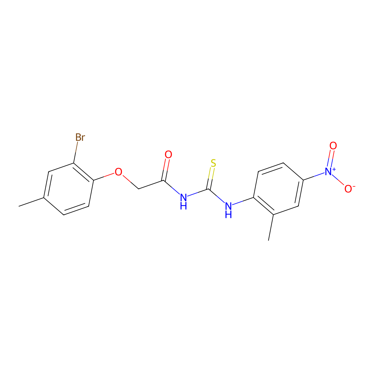 2-(2-bromo-4-methylphenoxy)-N-[(2-methyl-4-nitrophenyl)carbamothioyl]acetamide molecular structure, CAS 642975-46-0