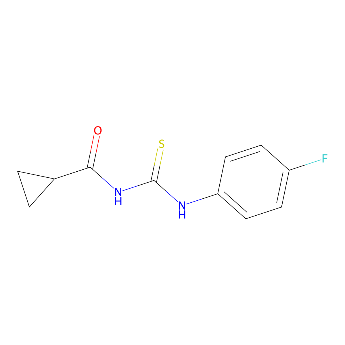 N-[(4-fluorophenyl)carbamothioyl]cyclopropanecarboxamide molecular structure, CAS 642975-65-3