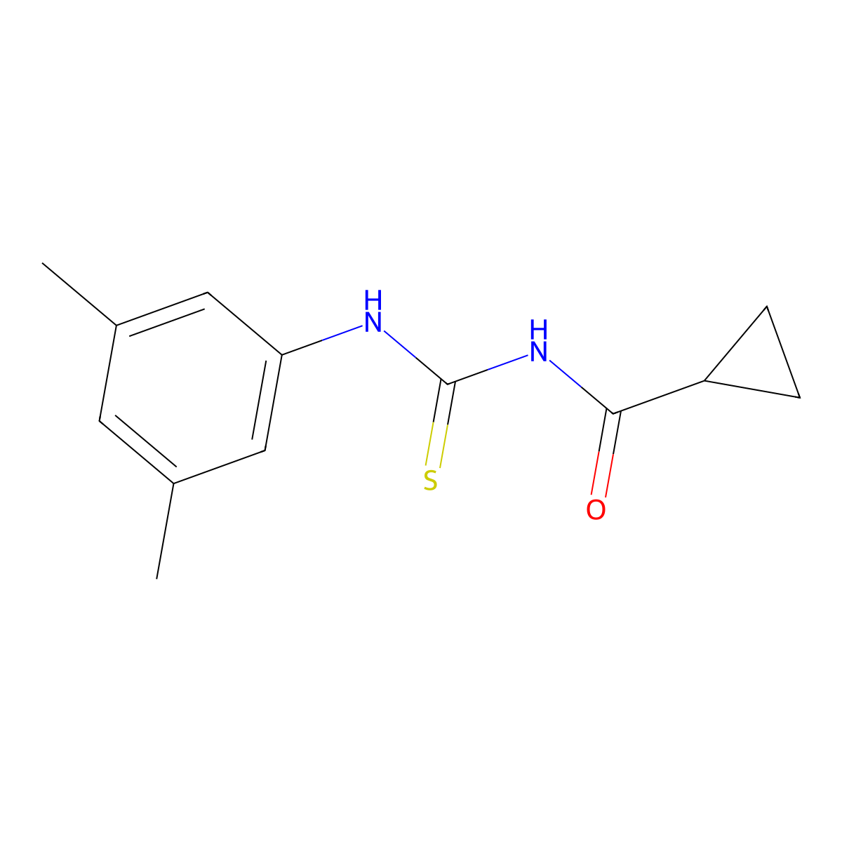 N-[(3,5-dimethylphenyl)carbamothioyl]cyclopropanecarboxamide molecular structure, CAS 642976-10-1