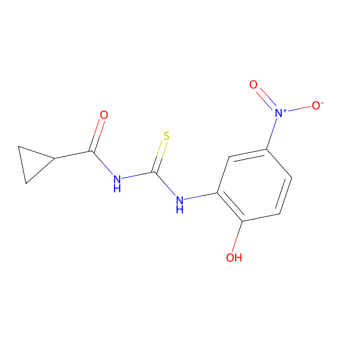 N-[(2-hydroxy-5-nitrophenyl)carbamothioyl]cyclopropanecarboxamide molecular structure, CAS 642976-25-8