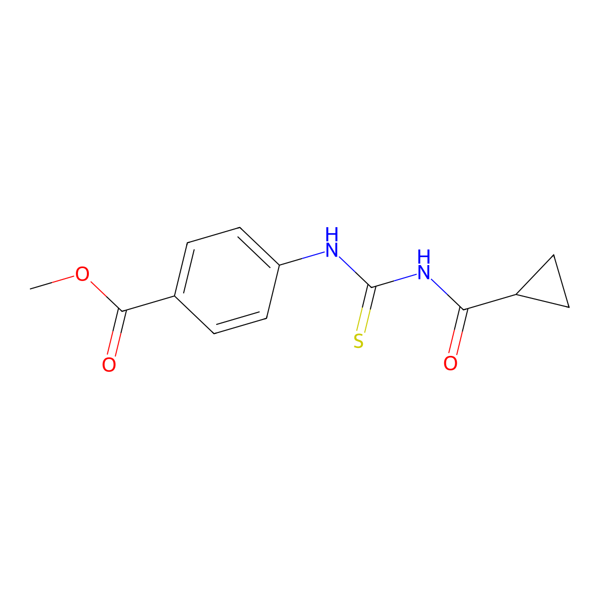 Methyl 4-{[(cyclopropylcarbonyl)carbamothioyl]amino}benzoate molecular structure, CAS 642976-58-7