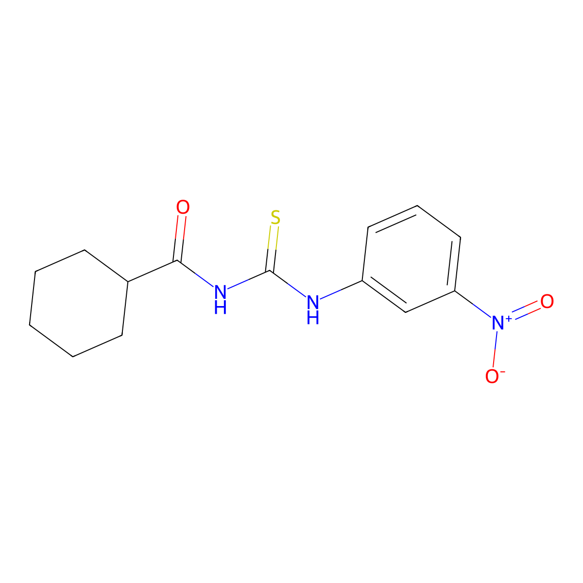 N-[(3-nitrophenyl)carbamothioyl]cyclohexanecarboxamide molecular structure, CAS 642976-96-3