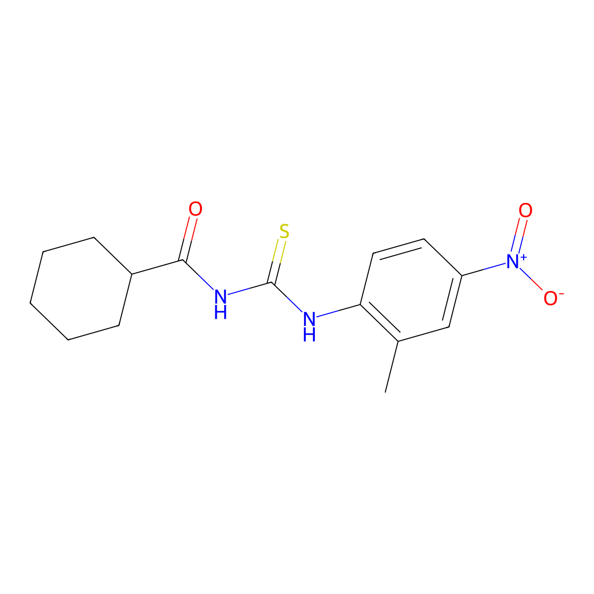 N-[(2-methyl-4-nitrophenyl)carbamothioyl]cyclohexanecarboxamide molecular structure, CAS 642977-44-4
