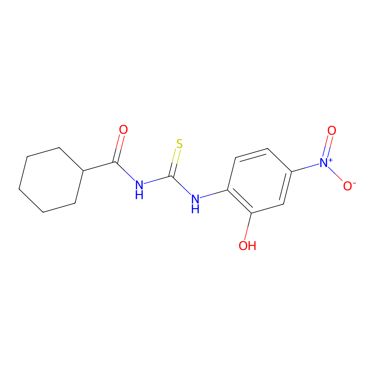 N-[(2-hydroxy-4-nitrophenyl)carbamothioyl]cyclohexanecarboxamide molecular structure, CAS 642977-56-8