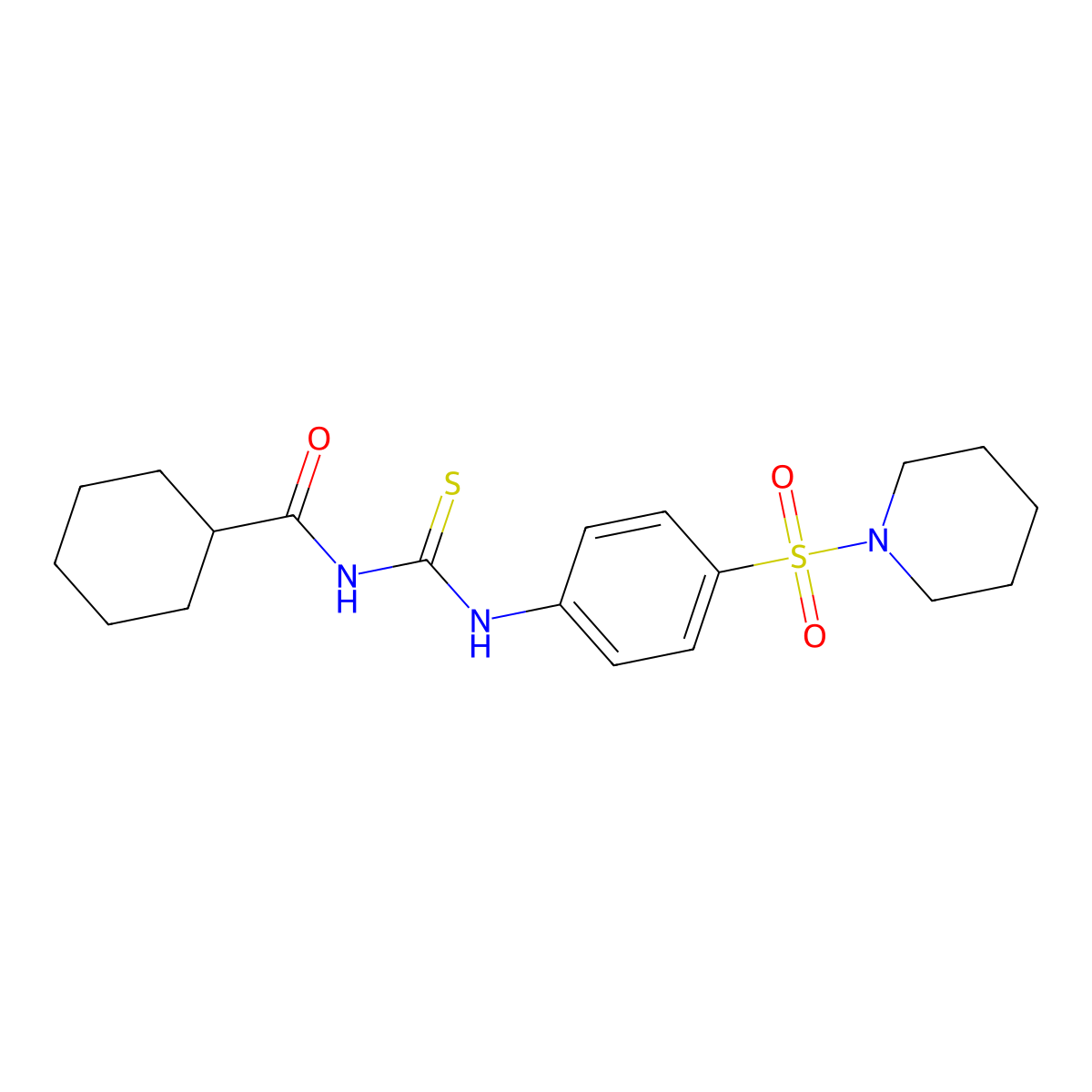 N-[(4-piperidin-1-ylsulfonylphenyl)carbamothioyl]cyclohexanecarboxamide molecular structure, CAS 642977-79-5