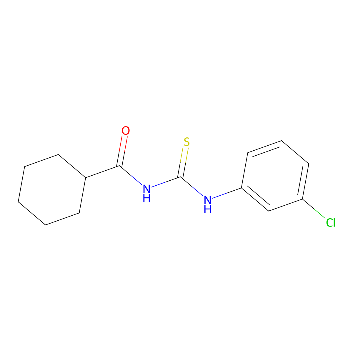 N-[(3-chlorophenyl)carbamothioyl]cyclohexanecarboxamide molecular structure, CAS 642978-11-8