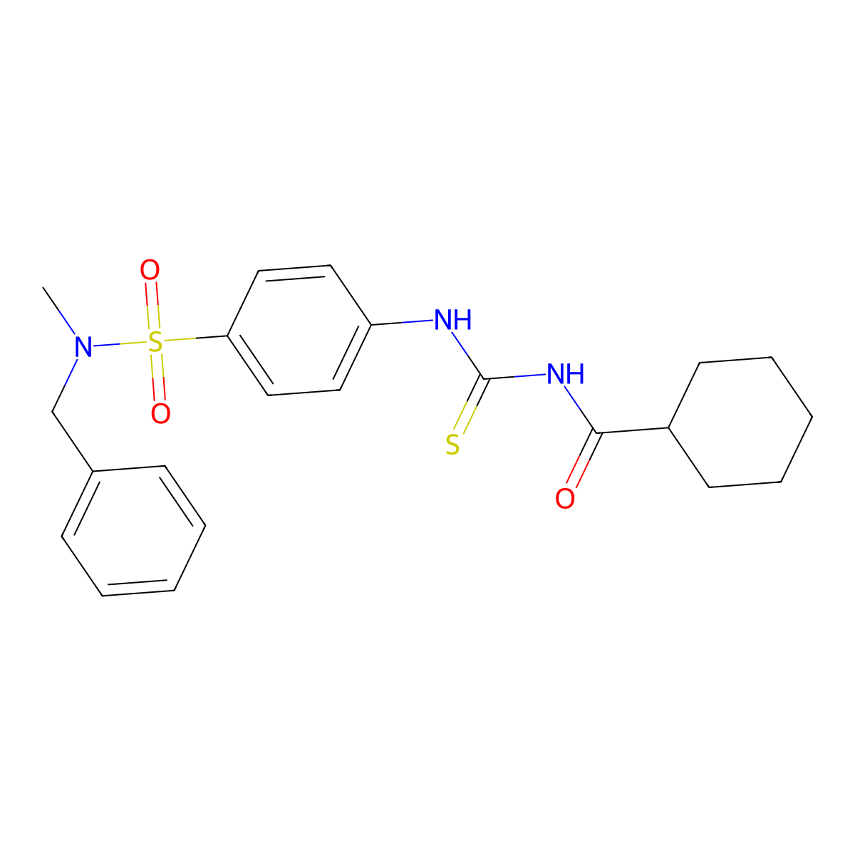 N-[[4-[benzyl(methyl)sulfamoyl]phenyl]carbamothioyl]cyclohexanecarboxamide molecular structure, CAS 642978-15-2