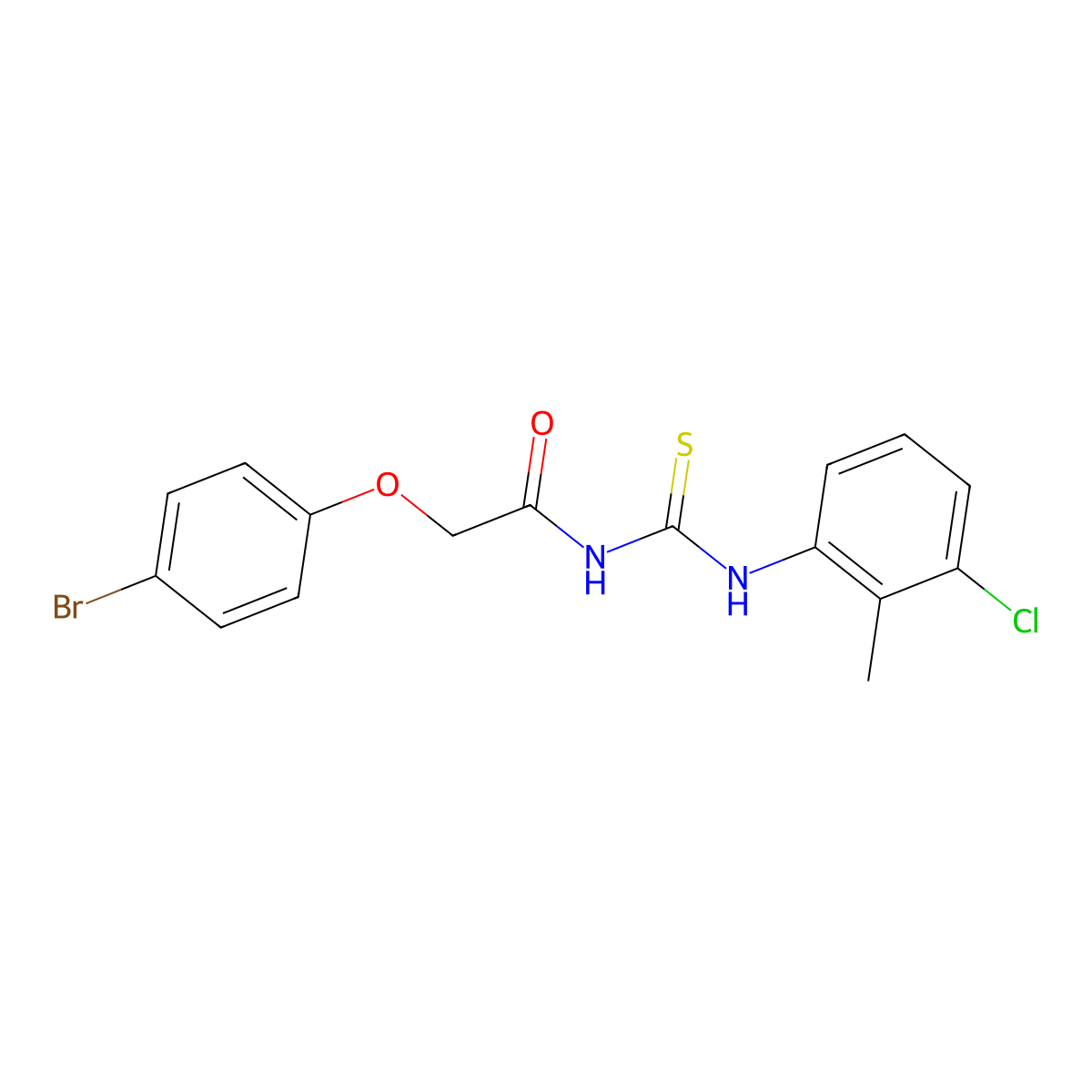 2-(4-bromophenoxy)-N-[(3-chloro-2-methylphenyl)carbamothioyl]acetamide molecular structure, CAS 642978-87-8