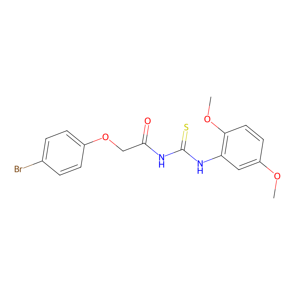 2-(4-bromophenoxy)-N-[(2,5-dimethoxyphenyl)carbamothioyl]acetamide molecular structure, CAS 642978-91-4