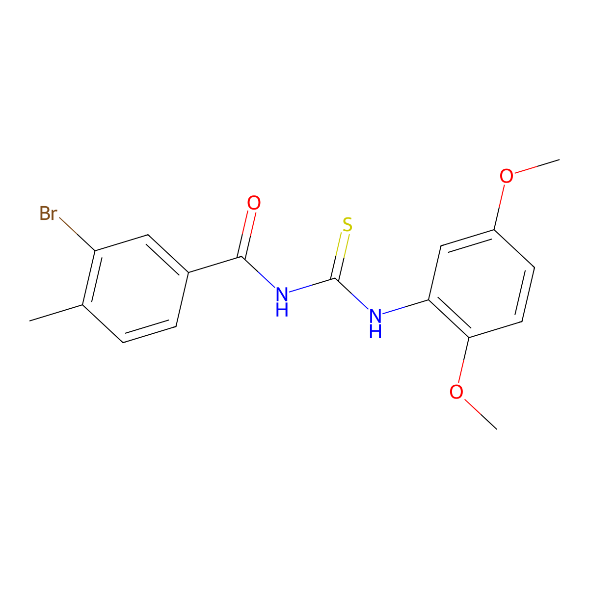 3-bromo-N-[(2,5-dimethoxyphenyl)carbamothioyl]-4-methylbenzamide molecular structure, CAS 642979-77-9