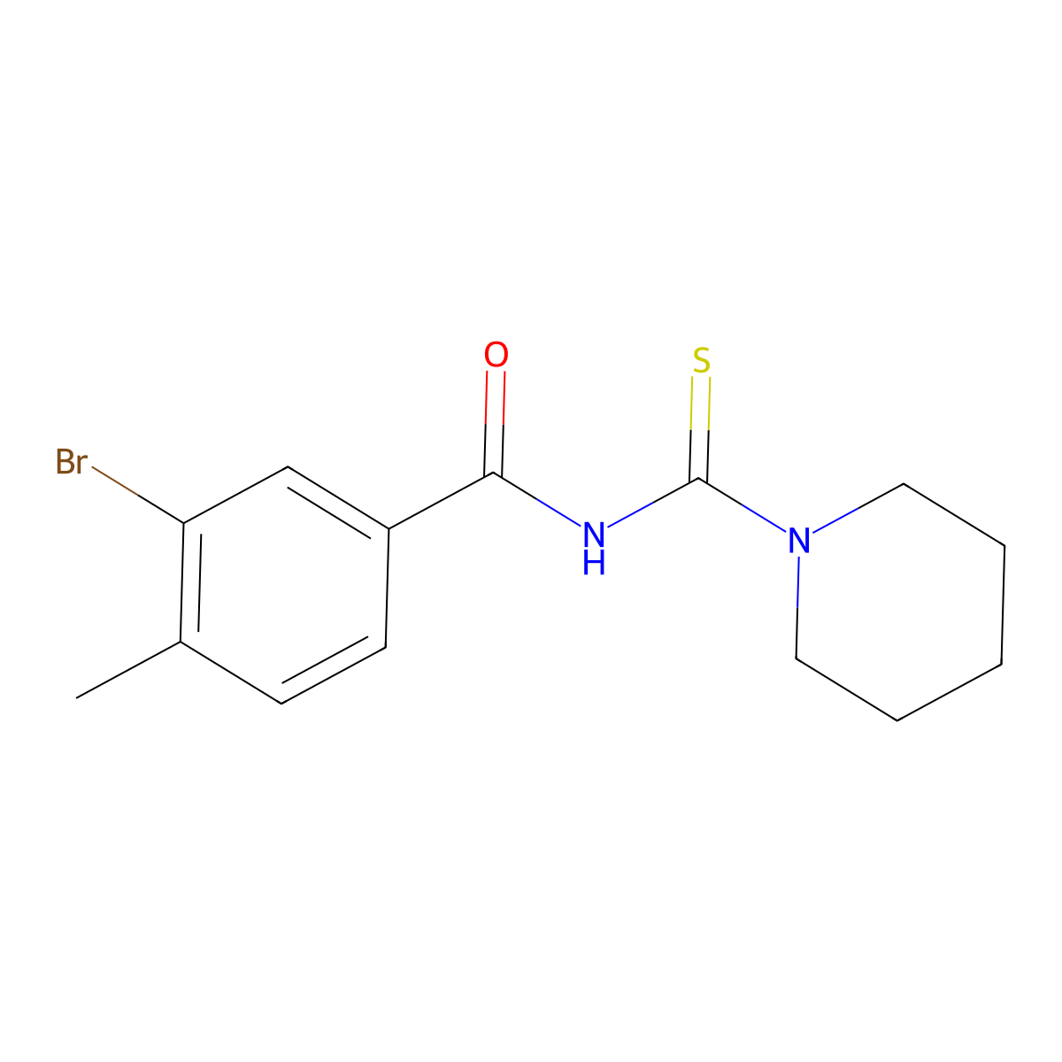 3-bromo-4-methyl-N-(piperidine-1-carbothioyl)benzamide molecular structure, CAS 642980-08-3