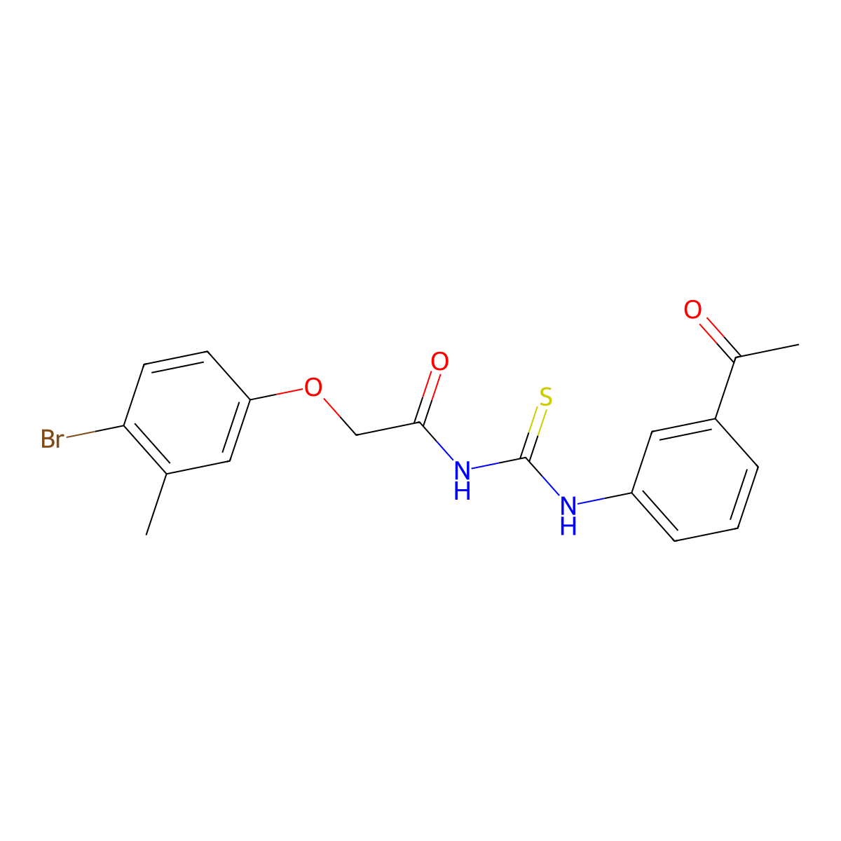 N-[(3-acetylphenyl)carbamothioyl]-2-(4-bromo-3-methylphenoxy)acetamide molecular structure, CAS 642980-62-9