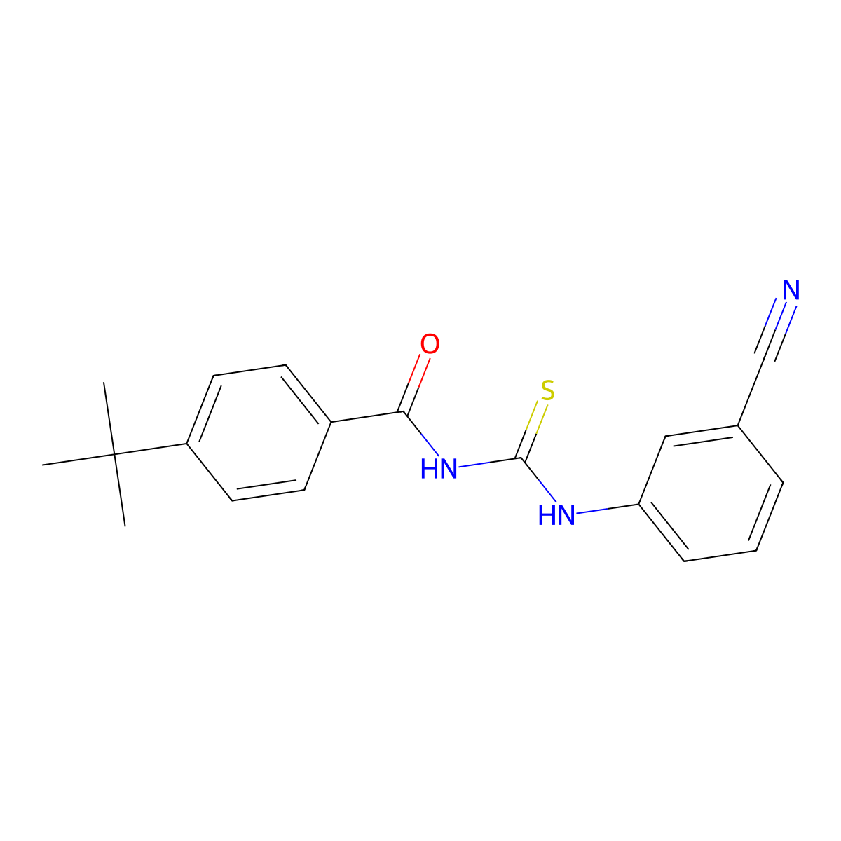 4-tert-butyl-N-[(3-cyanophenyl)carbamothioyl]benzamide molecular structure, CAS 642981-62-2