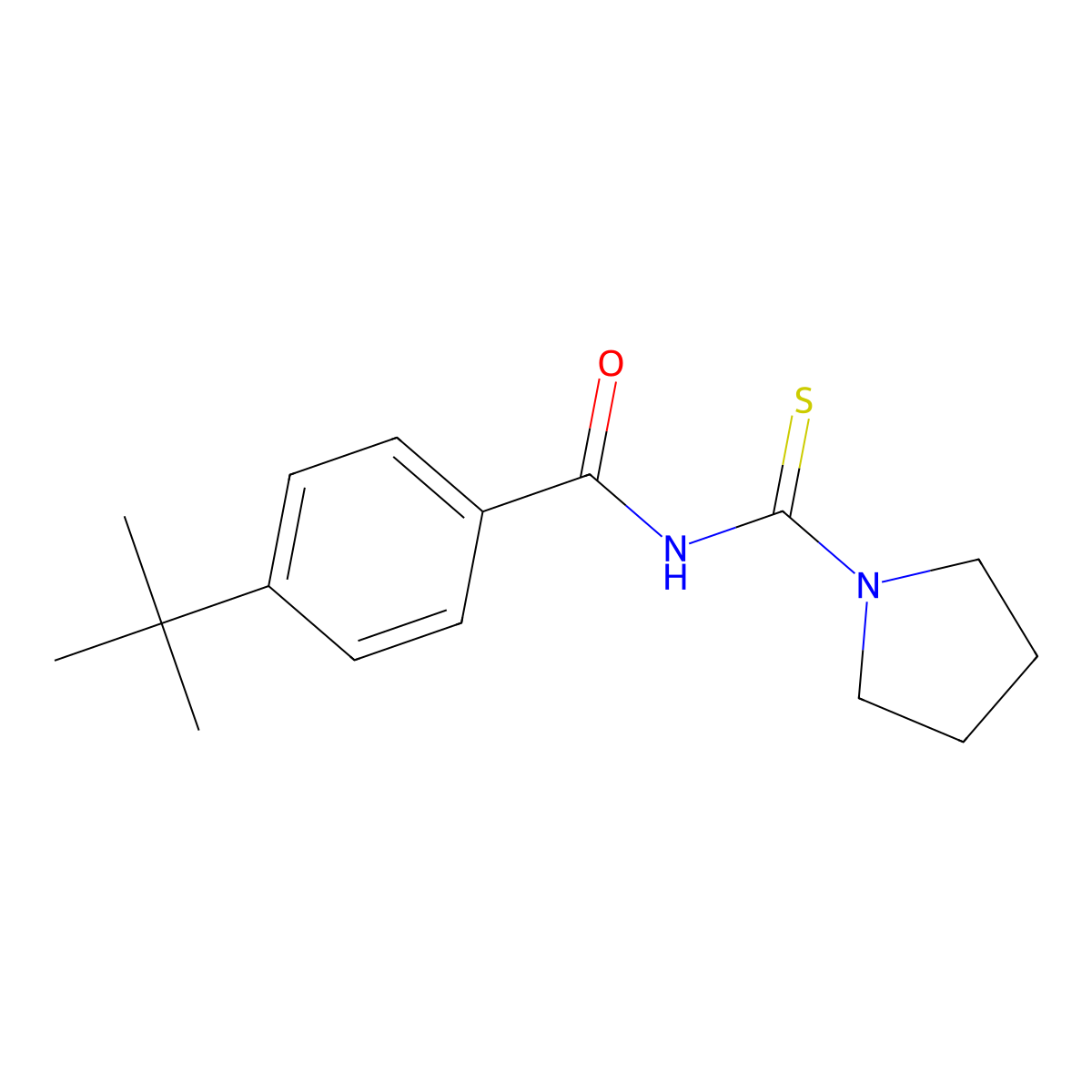 4-tert-butyl-N-(pyrrolidine-1-carbothioyl)benzamide molecular structure, CAS 642981-89-3