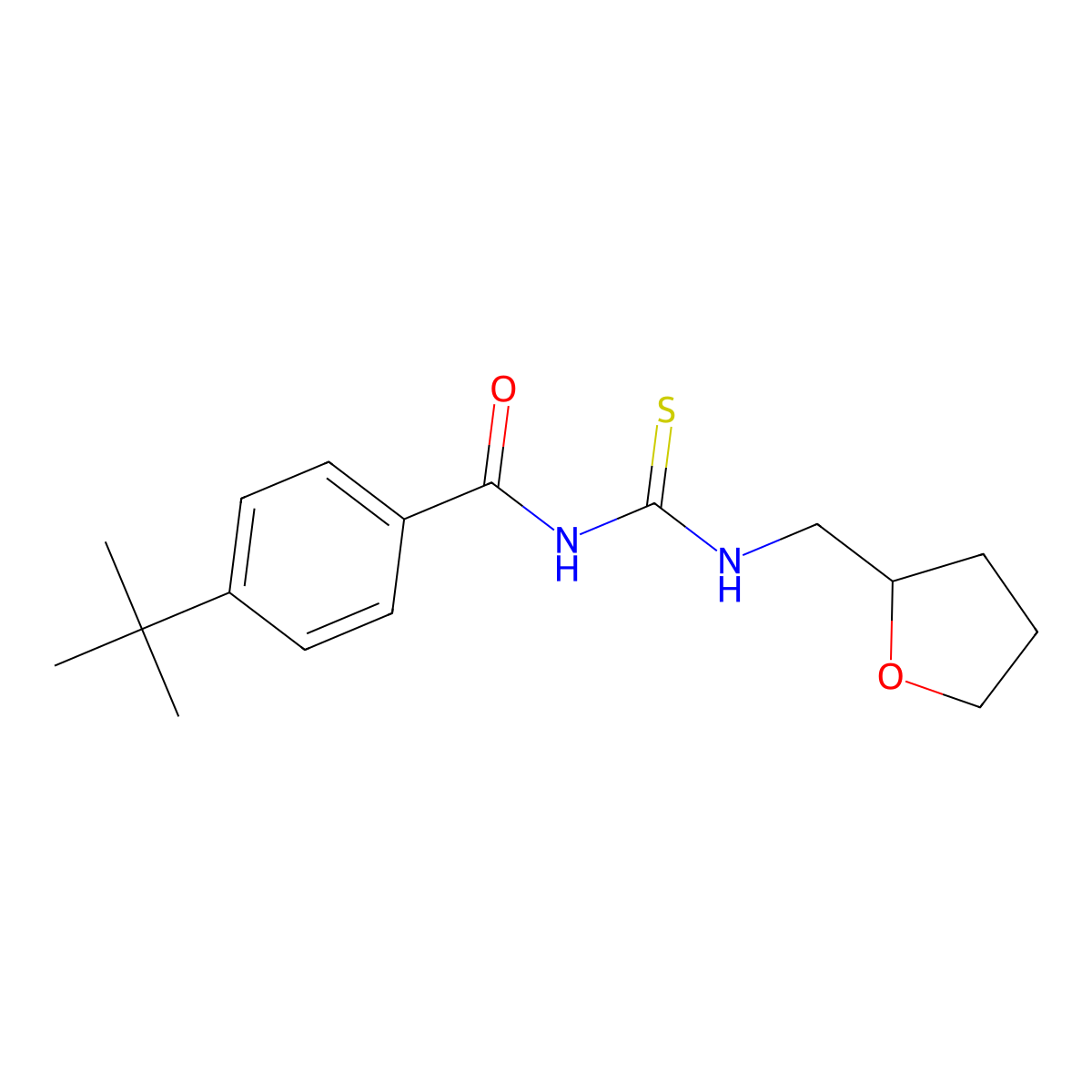 4-tert-butyl-N-{[(tetrahydro-2-furanylmethyl)amino]carbonothioyl}benzamide molecular structure, CAS 642981-90-6