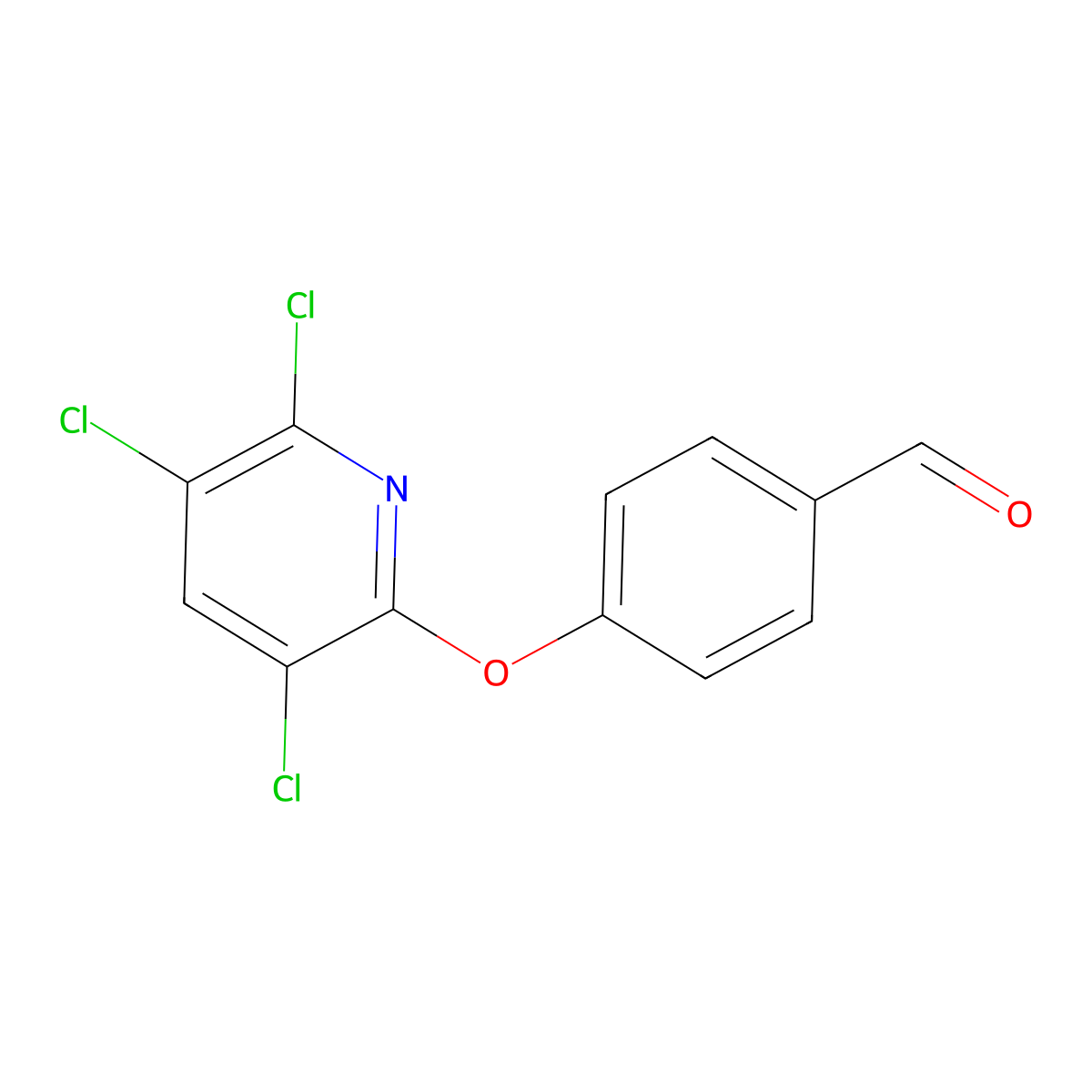 Benzaldehyde, 4-[(3,5,6-trichloro-2-pyridinyl)oxy]- molecular structure, CAS 642982-66-9