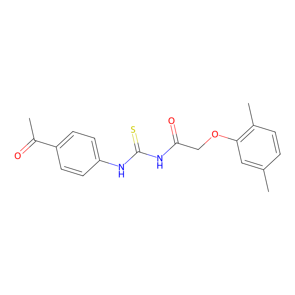 N-[(4-acetylphenyl)carbamothioyl]-2-(2,5-dimethylphenoxy)acetamide molecular structure, CAS 642983-97-9