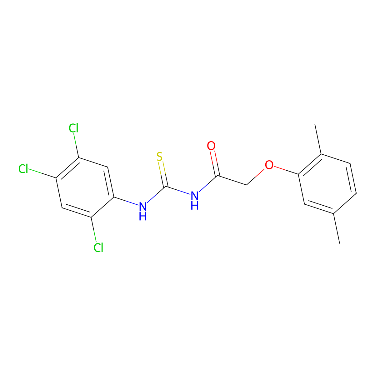 2-(2,5-dimethylphenoxy)-N-[(2,4,5-trichlorophenyl)carbamothioyl]acetamide molecular structure, CAS 642985-05-5