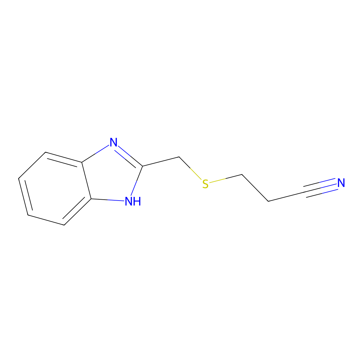 3-[(1H-Benzimidazol-2-ylmethyl)thio]propanenitrile molecular structure, CAS 64299-86-1