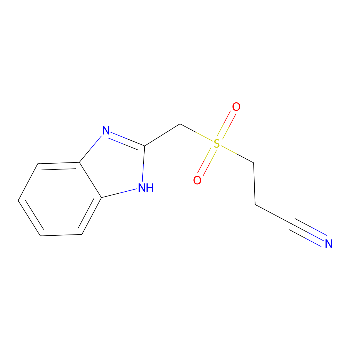 3-[(1H-benzimidazol-2-ylmethyl)sulfonyl]propanenitrile molecular structure, CAS 64299-89-4
