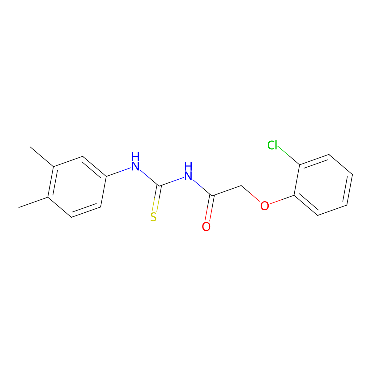 2-(2-chlorophenoxy)-N-[(3,4-dimethylphenyl)carbamothioyl]acetamide molecular structure, CAS 642993-15-5