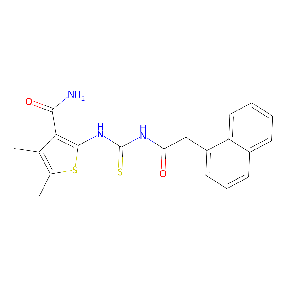 4,5-Dimethyl-2-[(2-naphthalen-1-ylacetyl)carbamothioylamino]thiophene-3-carboxamide molecular structure, CAS 642994-79-4