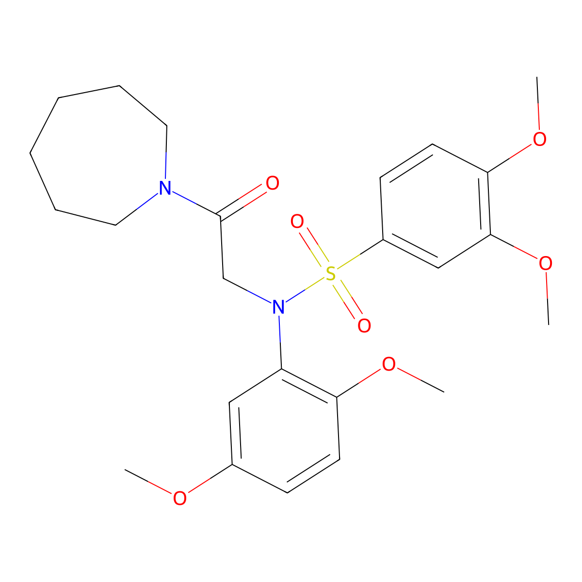 N-[2-(azepan-1-yl)-2-oxoethyl]-N-(2,5-dimethoxyphenyl)-3,4-dimethoxybenzenesulfonamide molecular structure, CAS 642996-54-1