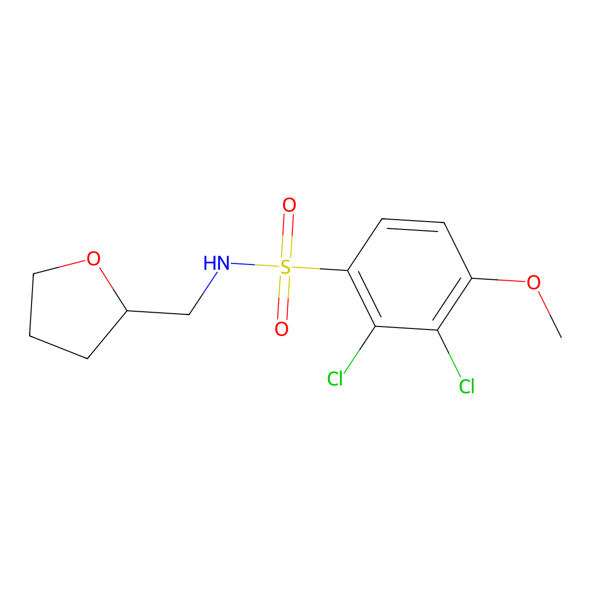 2,3-dichloro-4-methoxy-N-(oxolan-2-ylmethyl)benzenesulfonamide molecular structure, CAS 642997-23-7
