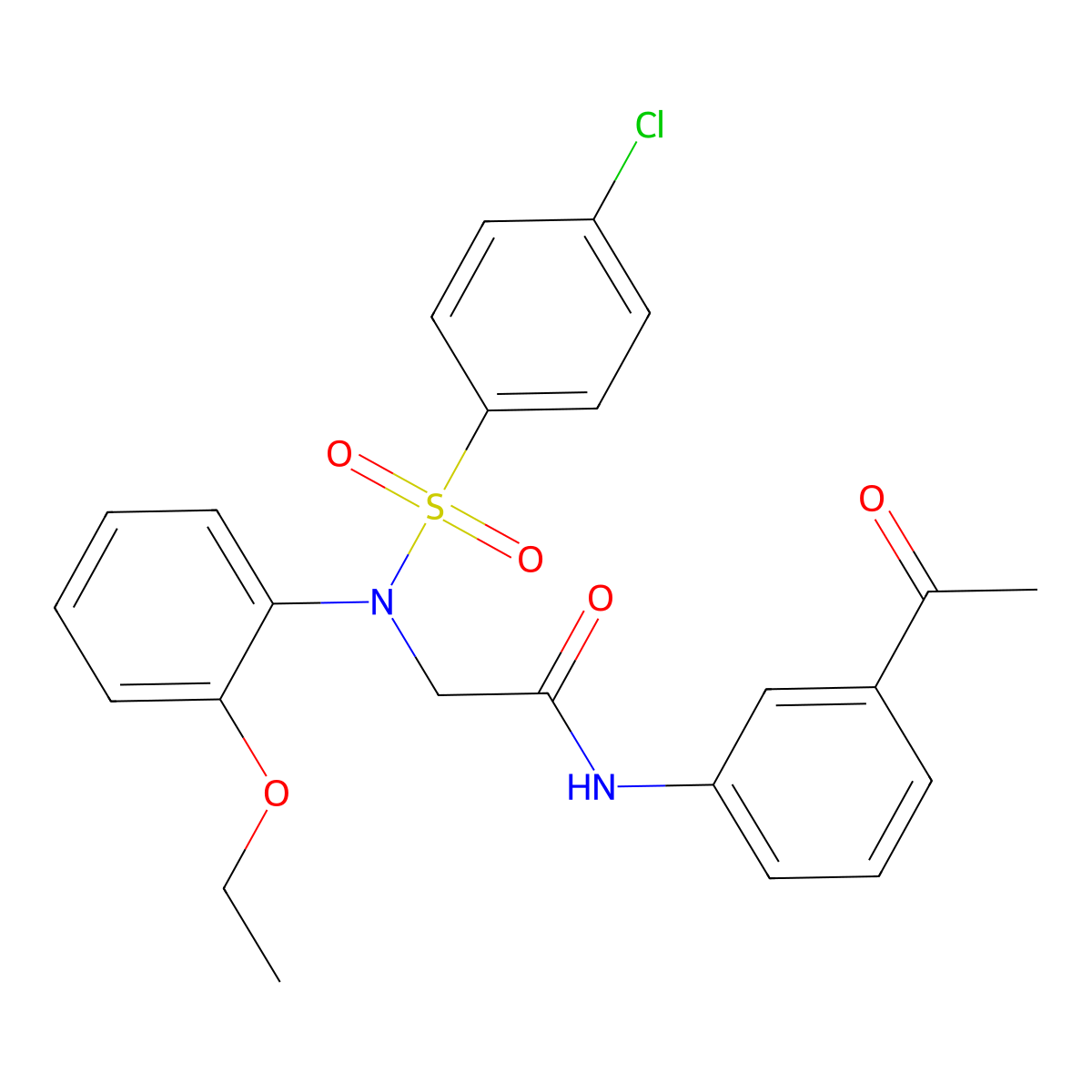 N-(3-acetylphenyl)-2-(N-(4-chlorophenyl)sulfonyl-2-ethoxyanilino)acetamide molecular structure, CAS 642997-32-8