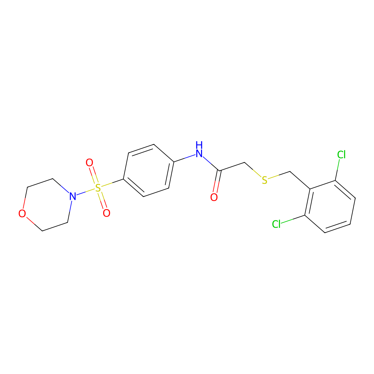 2-[(2,6-dichlorobenzyl)sulfanyl]-N-[4-(morpholin-4-ylsulfonyl)phenyl]acetamide molecular structure, CAS 642997-45-3