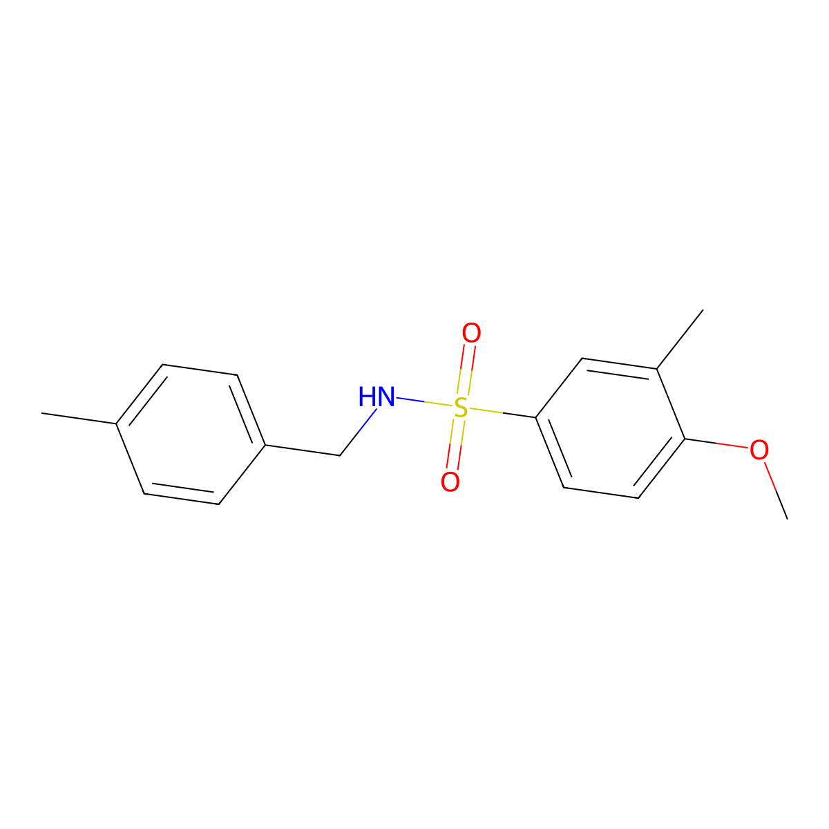 4-methoxy-3-methyl-N-(4-methylbenzyl)benzenesulfonamide molecular structure, CAS 642998-12-7