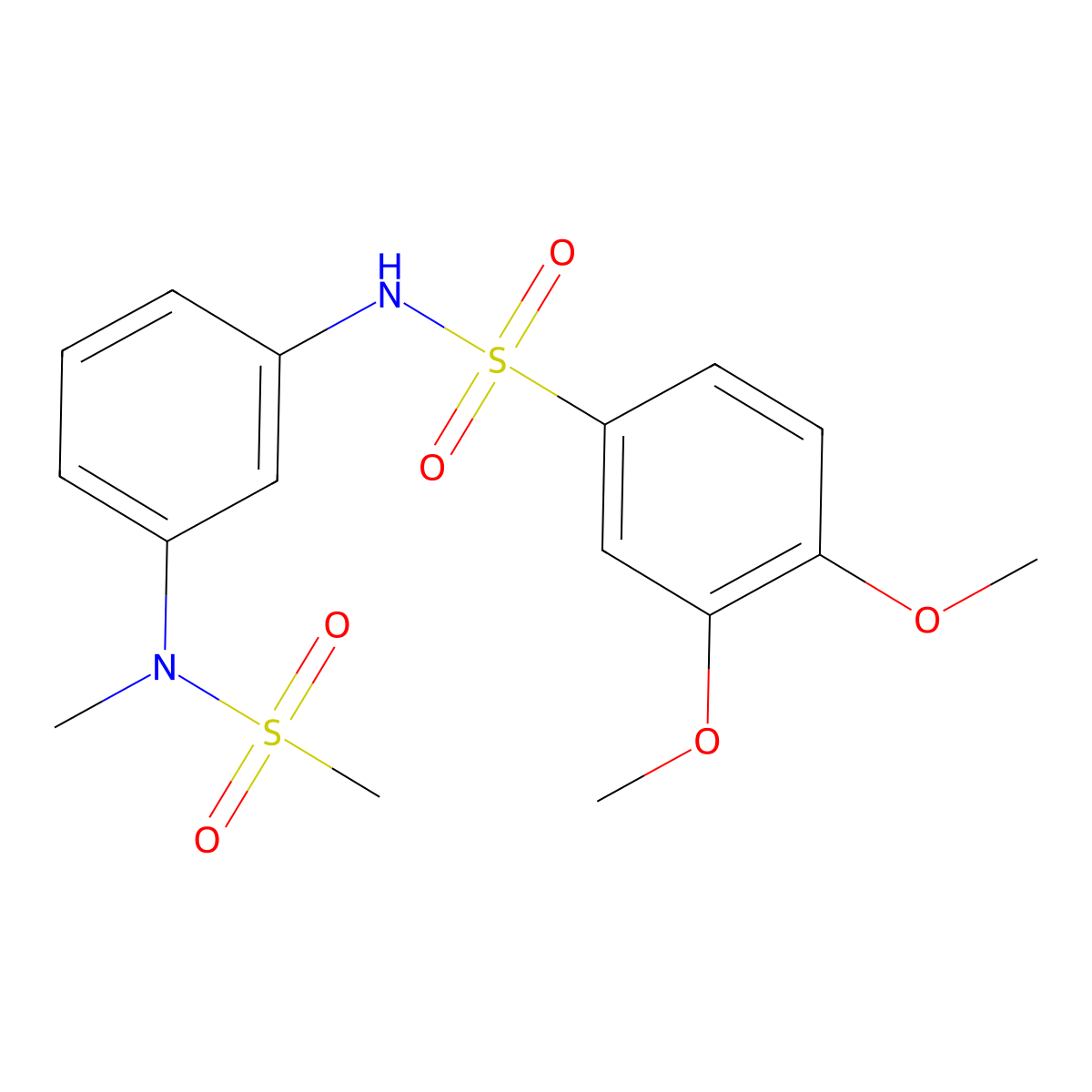 3,4-dimethoxy-N-[3-[methyl(methylsulfonyl)amino]phenyl]benzenesulfonamide molecular structure, CAS 642998-68-3
