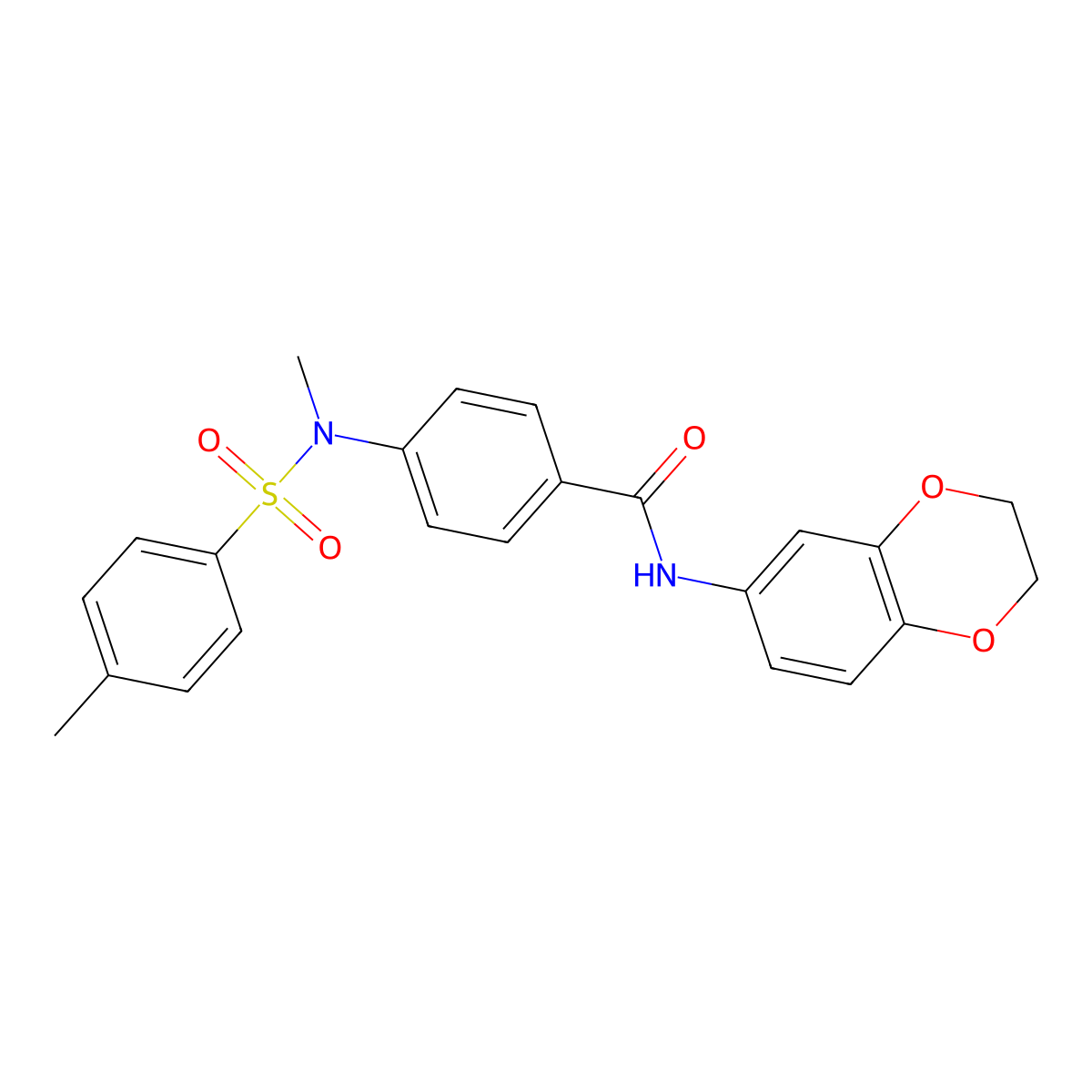 N-(2,3-dihydro-1,4-benzodioxin-6-yl)-4-{methyl[(4-methylphenyl)sulfonyl]amino}benzamide molecular structure, CAS 642999-10-8