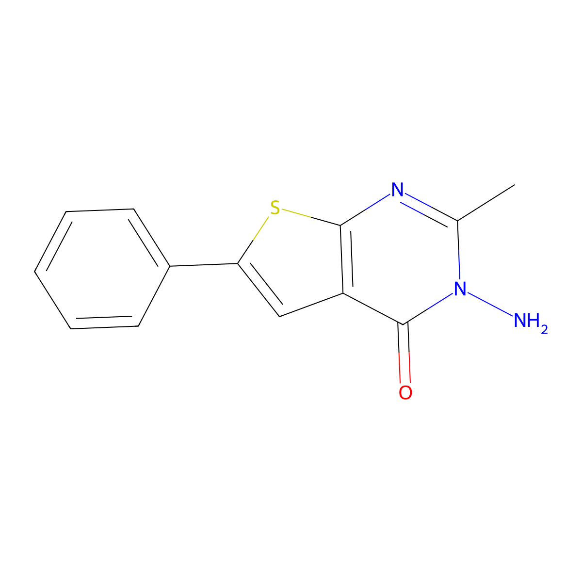 3-Amino-2-methyl-6-phenylthieno[2,3-d]pyrimidin-4-one molecular structure, CAS 6430-88-2