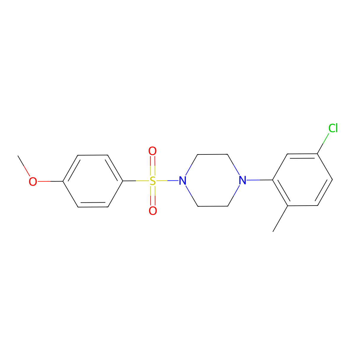 1-(5-Chloro-2-methylphenyl)-4-[(4-methoxyphenyl)sulfonyl]piperazine molecular structure, CAS 643000-02-6