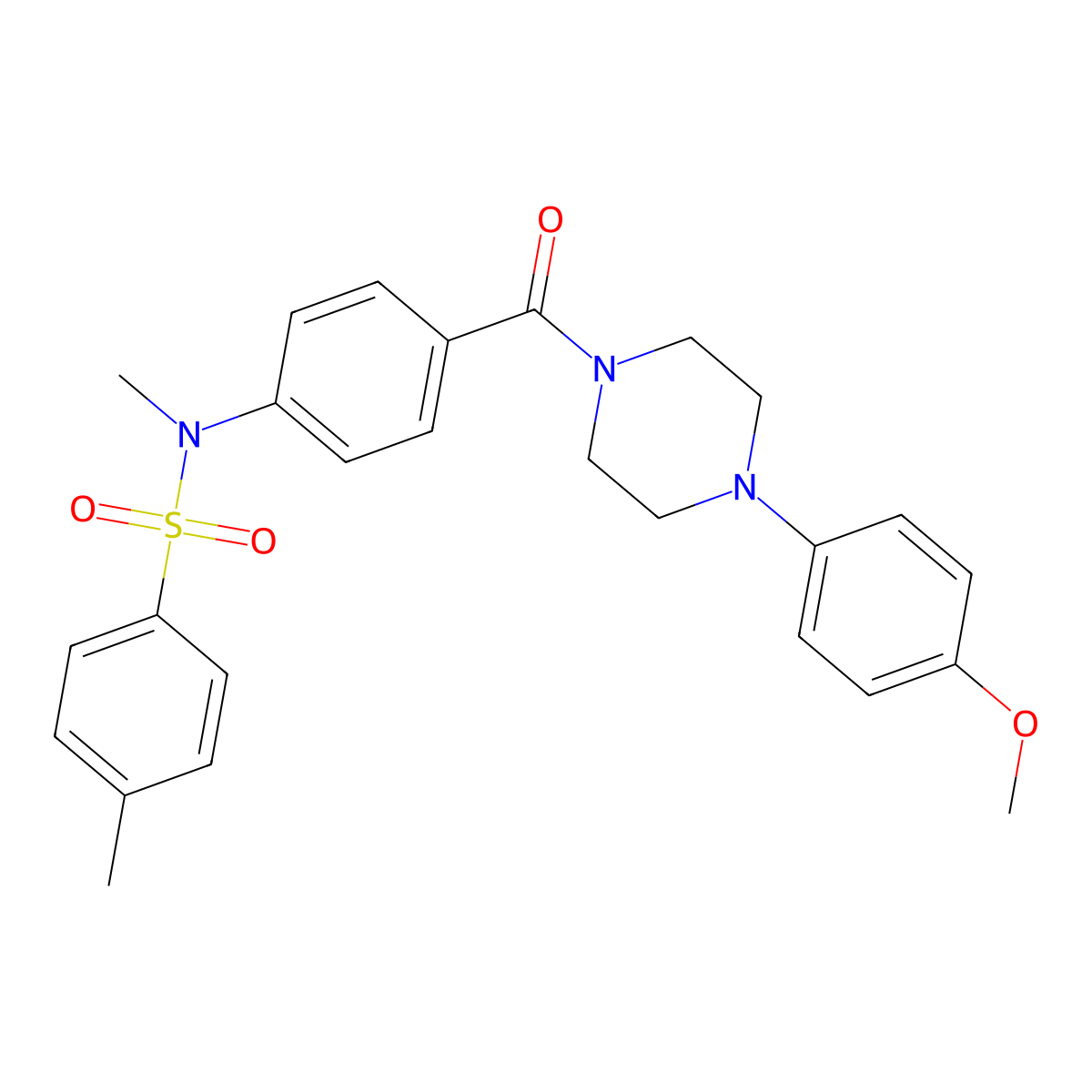 N-[4-[4-(4-methoxyphenyl)piperazine-1-carbonyl]phenyl]-N,4-dimethylbenzenesulfonamide molecular structure, CAS 643000-26-4