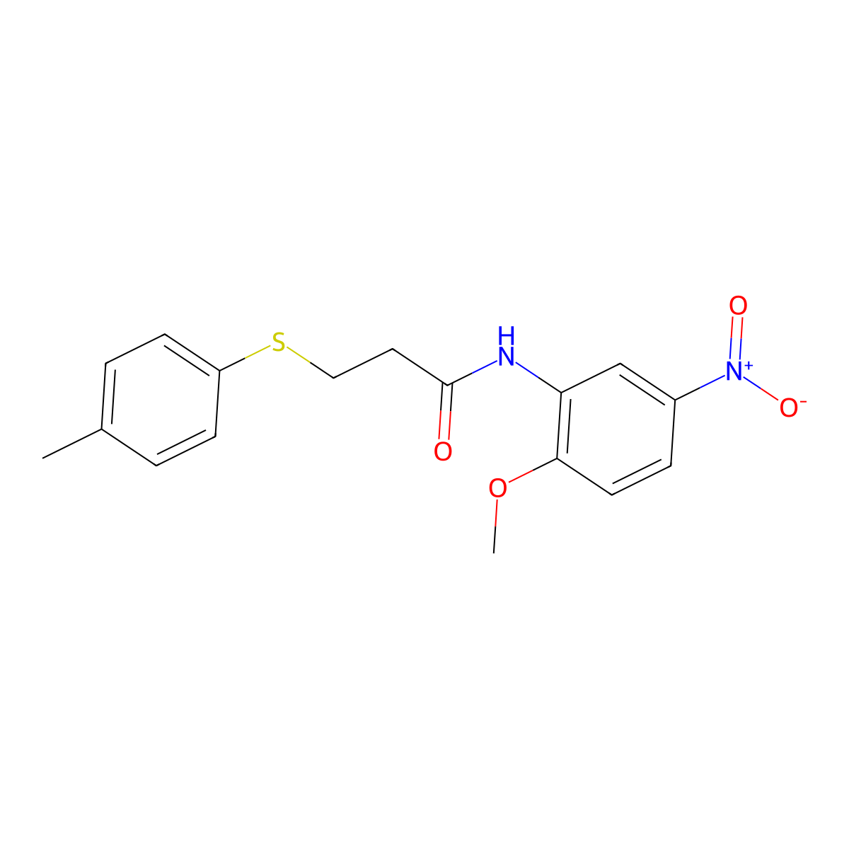 N-(2-methoxy-5-nitrophenyl)-3-(p-tolylthio)propanamide molecular structure, CAS 643000-47-9