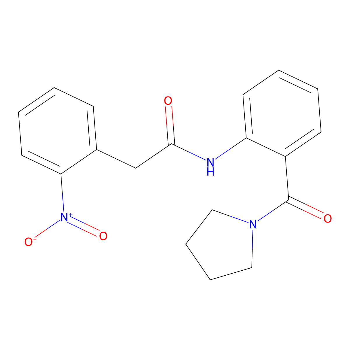 2-(2-nitrophenyl)-N-[2-(pyrrolidine-1-carbonyl)phenyl]acetamide molecular structure, CAS 643000-49-1
