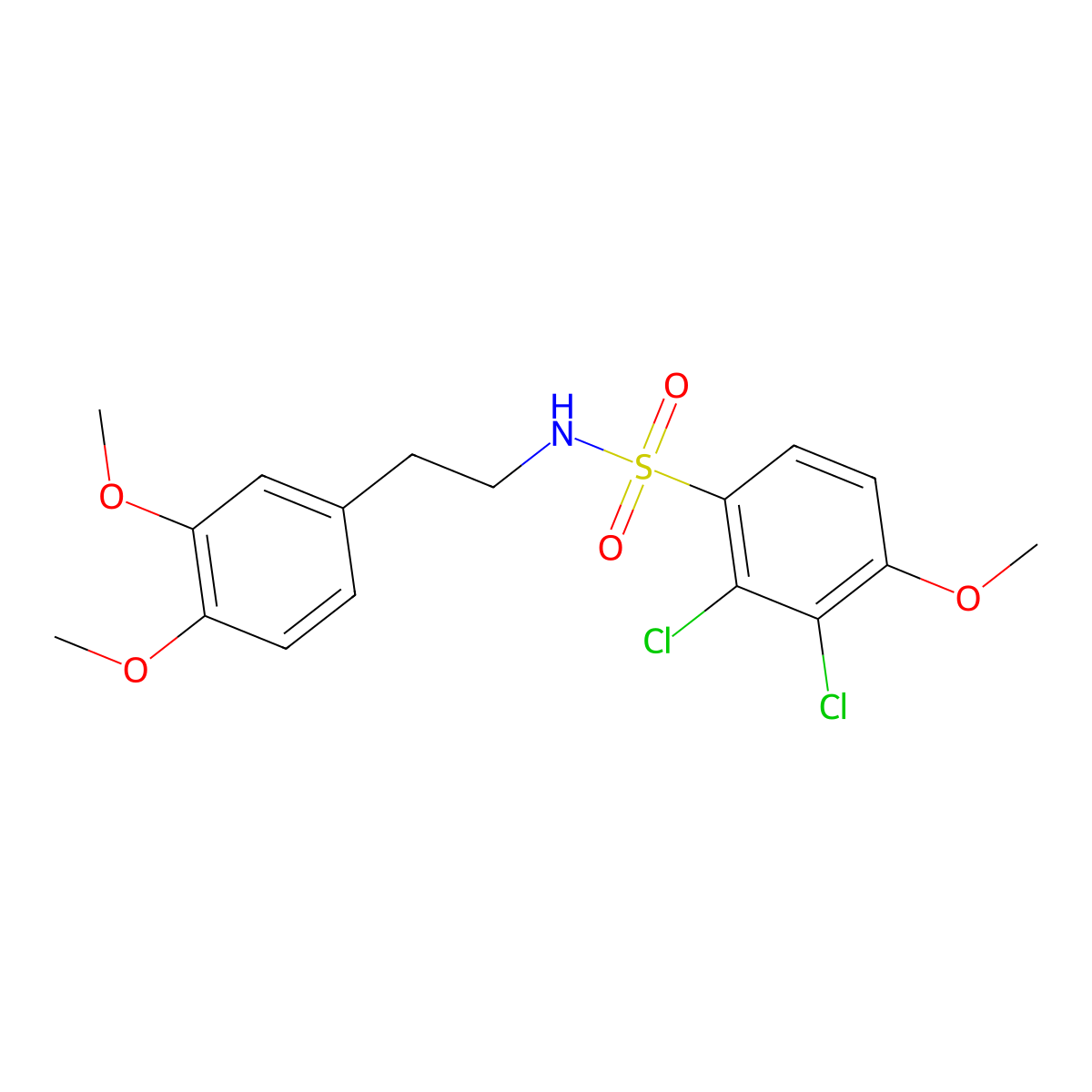 2,3-dichloro-N-[2-(3,4-dimethoxyphenyl)ethyl]-4-methoxybenzenesulfonamide molecular structure, CAS 643002-08-8
