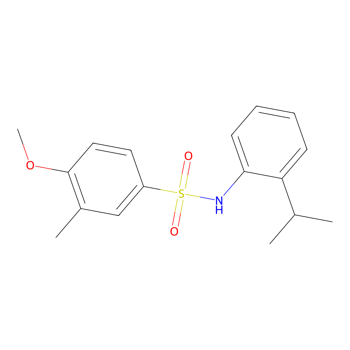 4-methoxy-3-methyl-N-(2-propan-2-ylphenyl)benzenesulfonamide molecular structure, CAS 643002-32-8