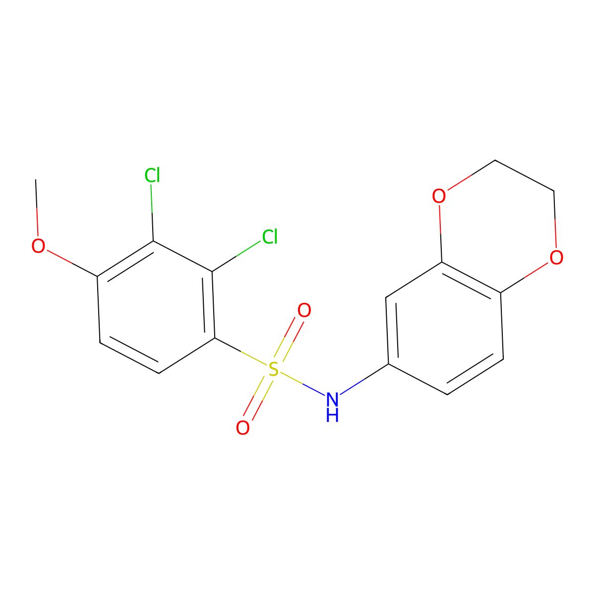 2,3-dichloro-N-(2,3-dihydro-1,4-benzodioxin-6-yl)-4-methoxybenzenesulfonamide molecular structure, CAS 643003-18-3