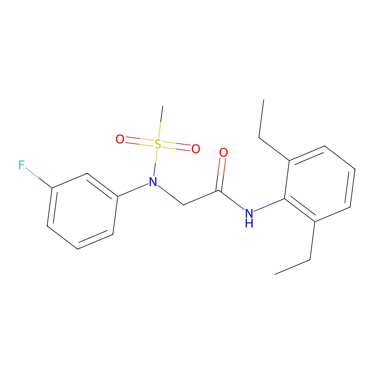 N-(2,6-diethylphenyl)-2-(3-fluoro-N-methylsulfonylanilino)acetamide molecular structure, CAS 643003-40-1