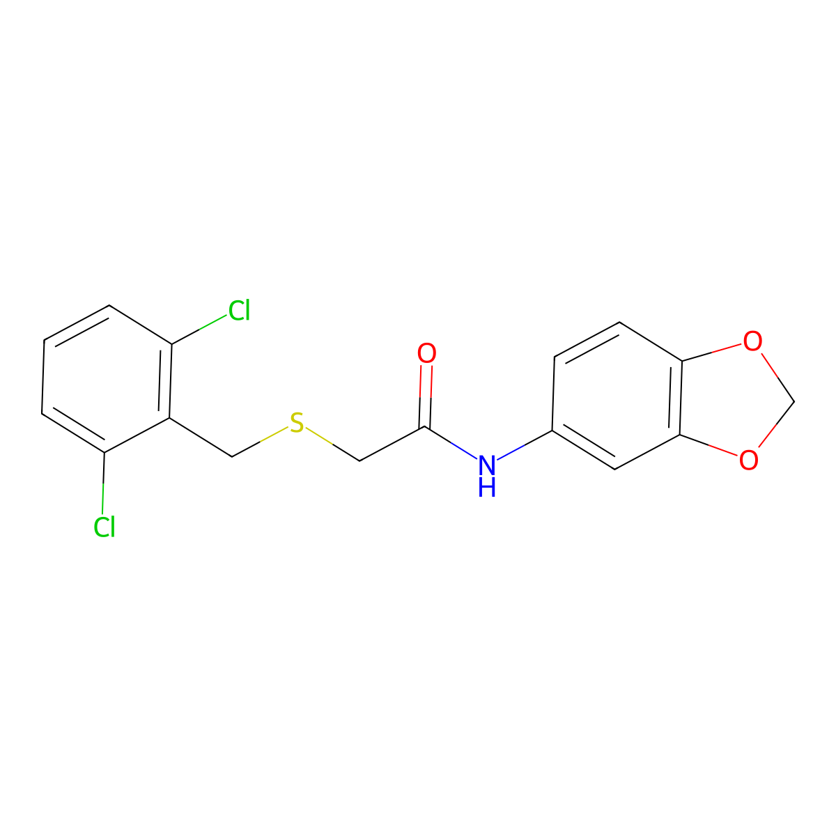 N-(1,3-benzodioxol-5-yl)-2-[(2,6-dichlorobenzyl)sulfanyl]acetamide molecular structure, CAS 643003-59-2