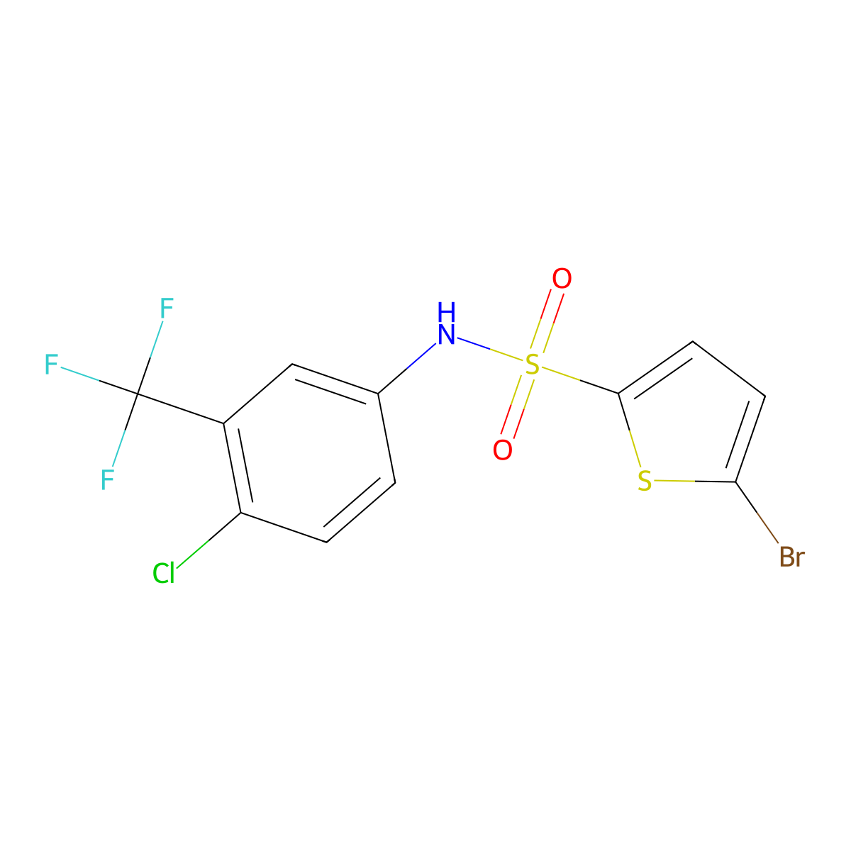 5-bromo-N-[4-chloro-3-(trifluoromethyl)phenyl]thiophene-2-sulfonamide molecular structure, CAS 643003-64-9