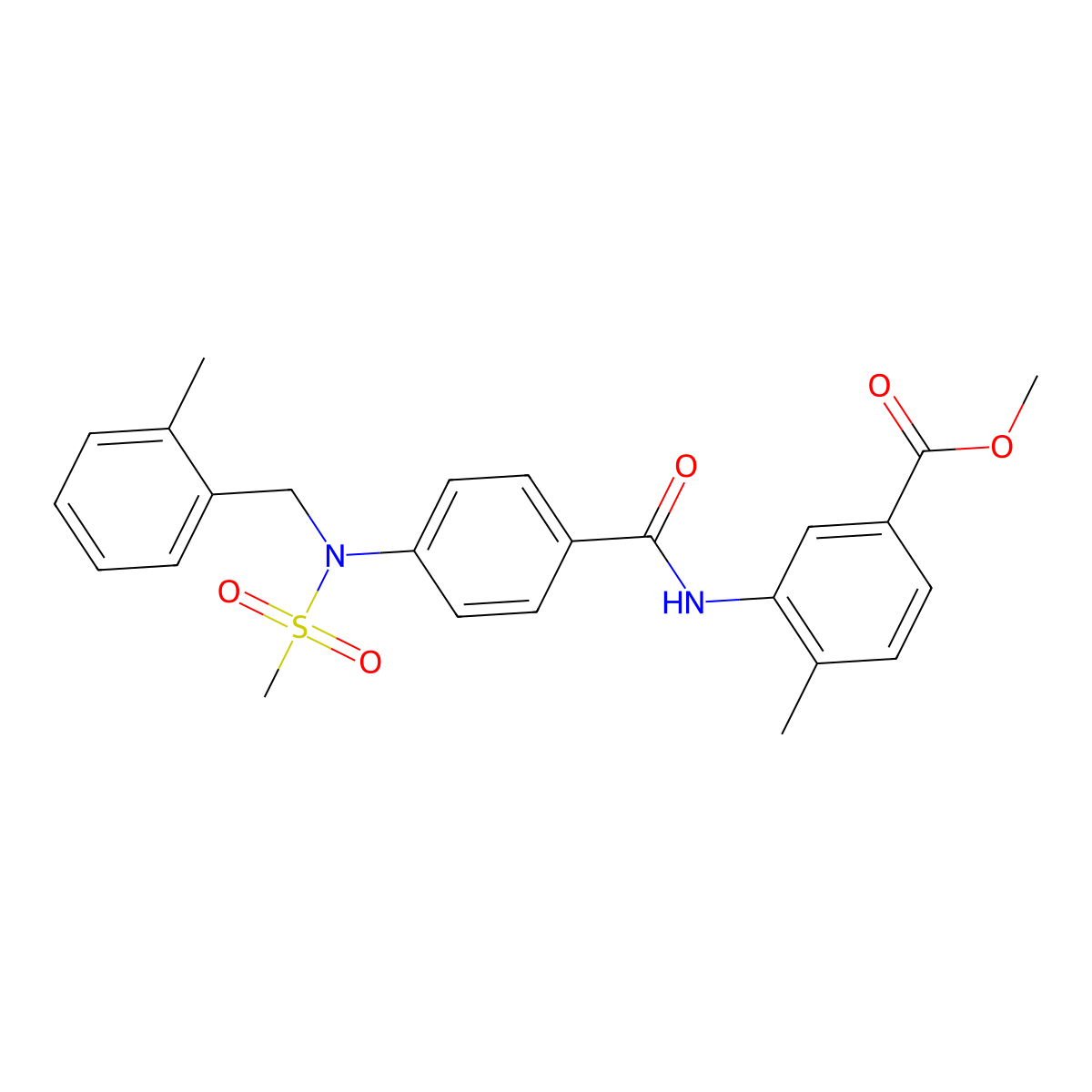Methyl 4-methyl-3-({4-[(2-methylbenzyl)(methylsulfonyl)amino]benzoyl}amino)benzoate molecular structure, CAS 643003-85-4