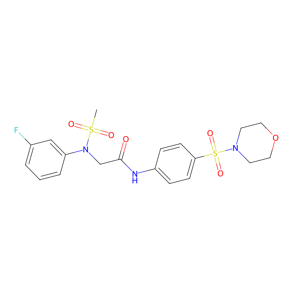 2-(3-fluoro-N-methylsulfonylanilino)-N-(4-morpholin-4-ylsulfonylphenyl)acetamide molecular structure, CAS 643004-00-6