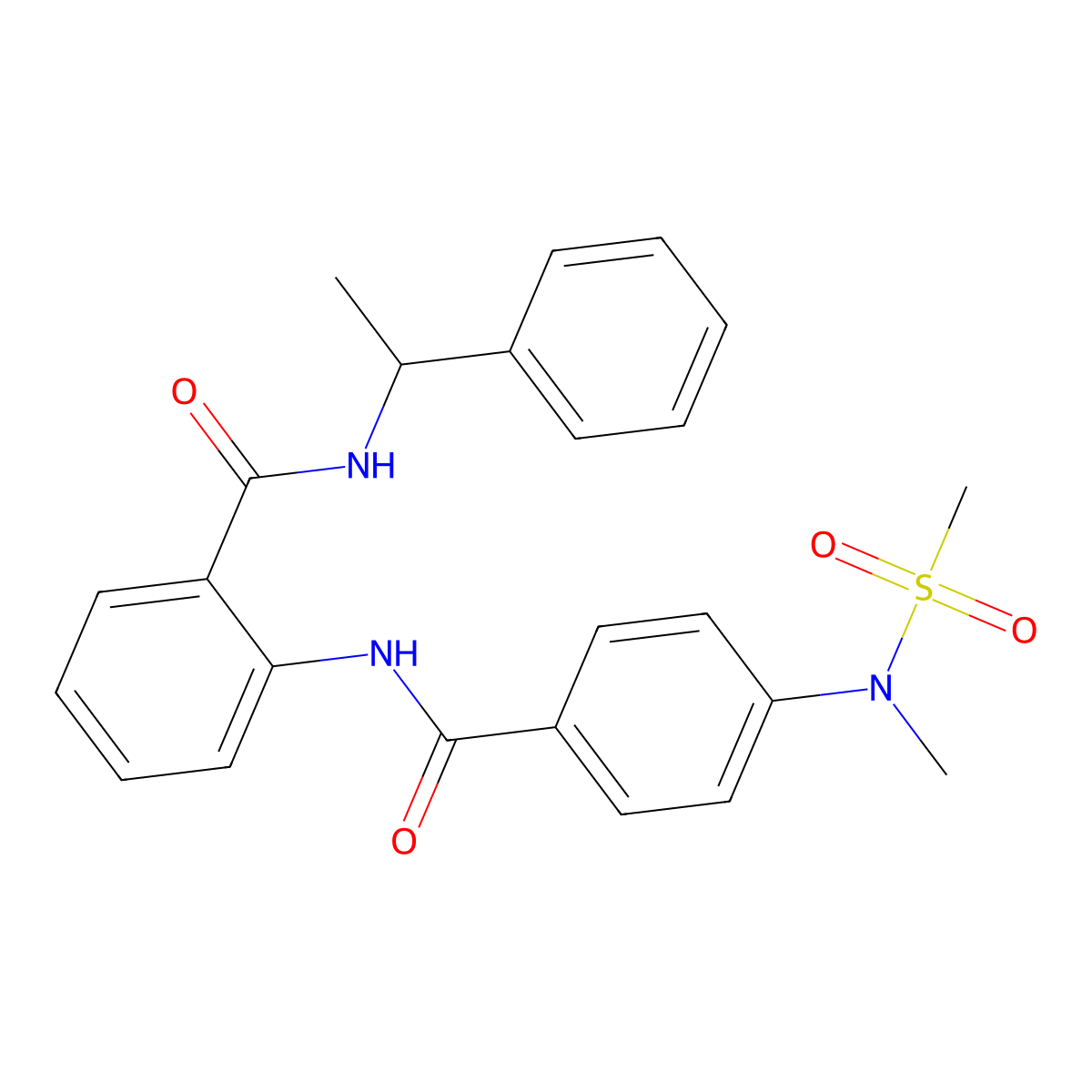 2-[[4-[methyl(methylsulfonyl)amino]benzoyl]amino]-N-(1-phenylethyl)benzamide molecular structure, CAS 643004-08-4