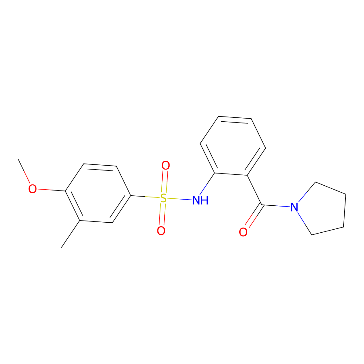 4-methoxy-3-methyl-N-[2-(pyrrolidine-1-carbonyl)phenyl]benzenesulfonamide molecular structure, CAS 643005-17-8